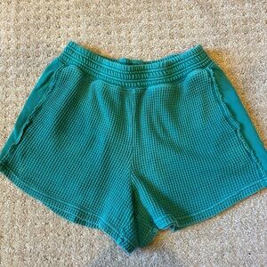 Aerie High Waisted Waffle Shorts size: medium color: green envy